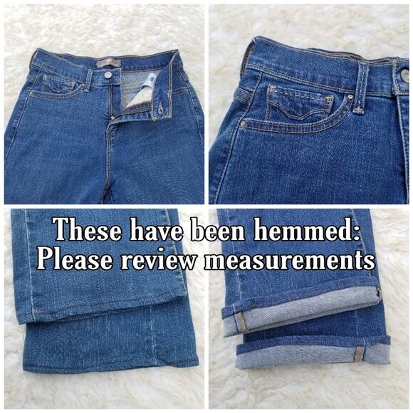 Flap Pocket Bootcut Jeans Levi's 512 Size 8 Slimming Stretch Denim Altered Hem - Picture 5 of 11